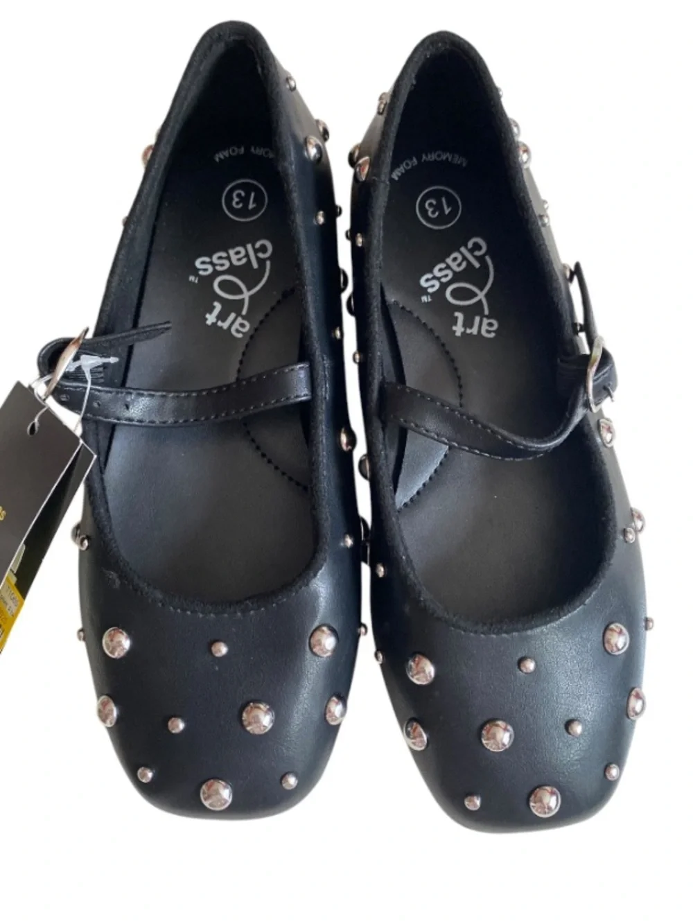 Art class Black Studded Mary Jane Kids Shoes NWT Size 13